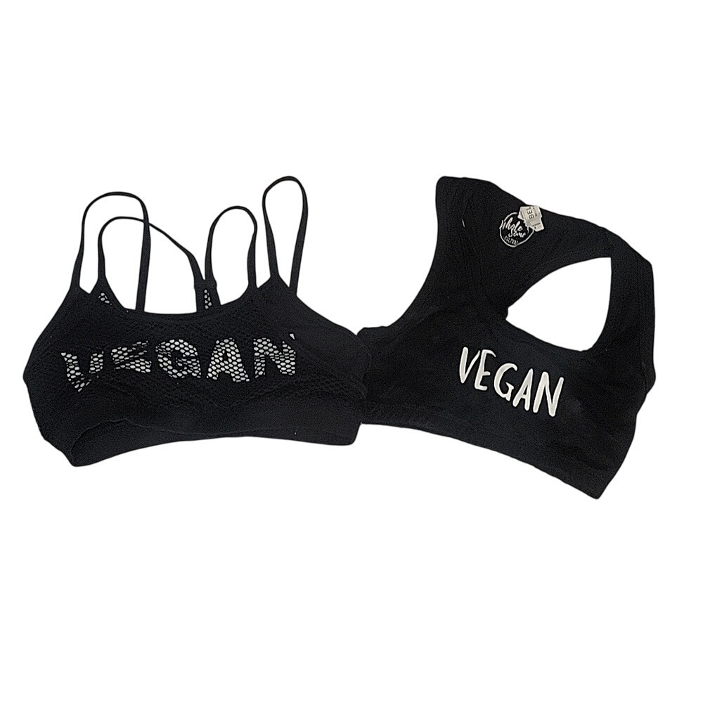 Wholesome Culture Bebe‎ Sport Vegan Sports Bra Bundle Black Strappy Mesh S yoga